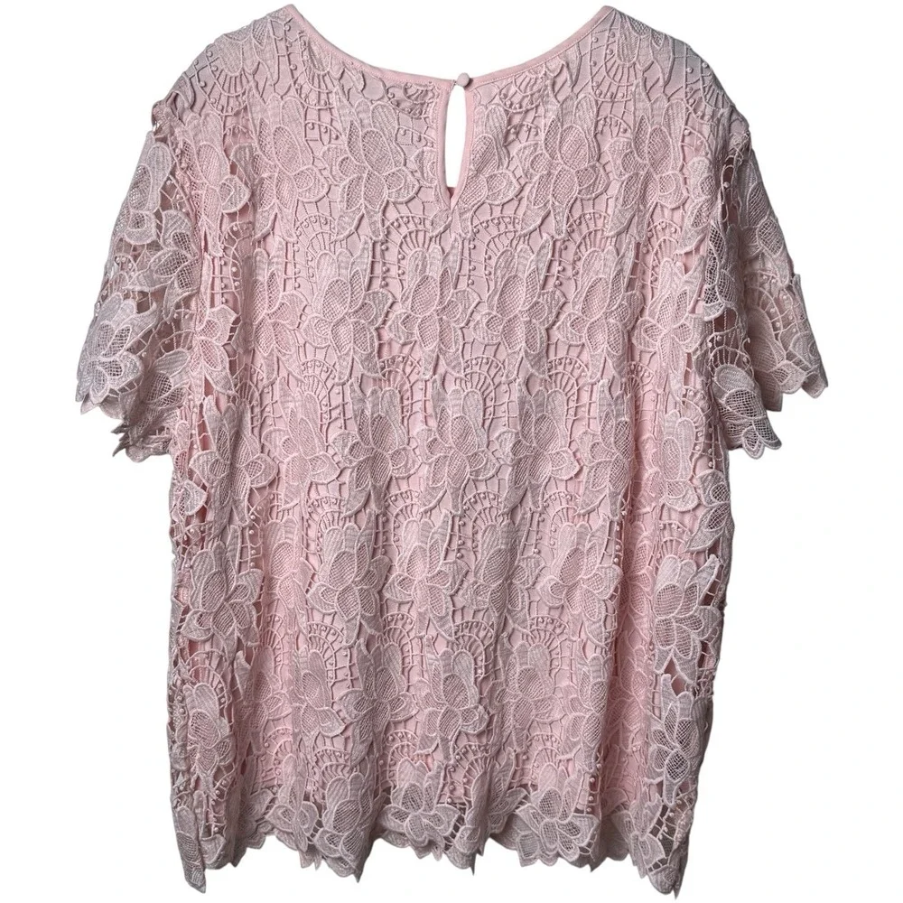 NEW‎ Philosophy Blush Pink All Over Lace Floral Blouse Feminine Dainty Fairy XXL